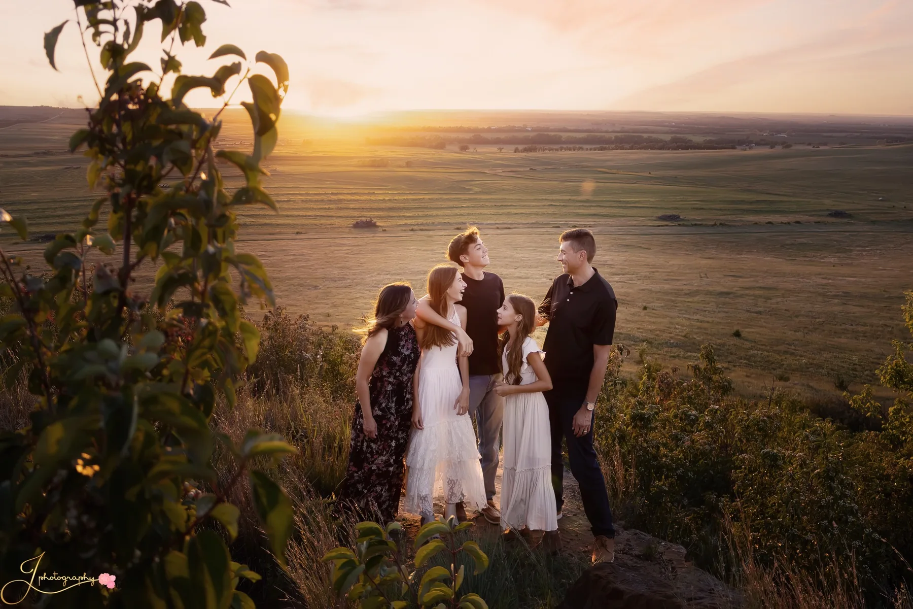 Family portrait at sunset